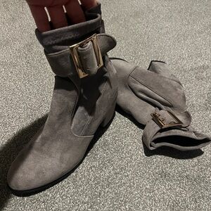 grey suede booties